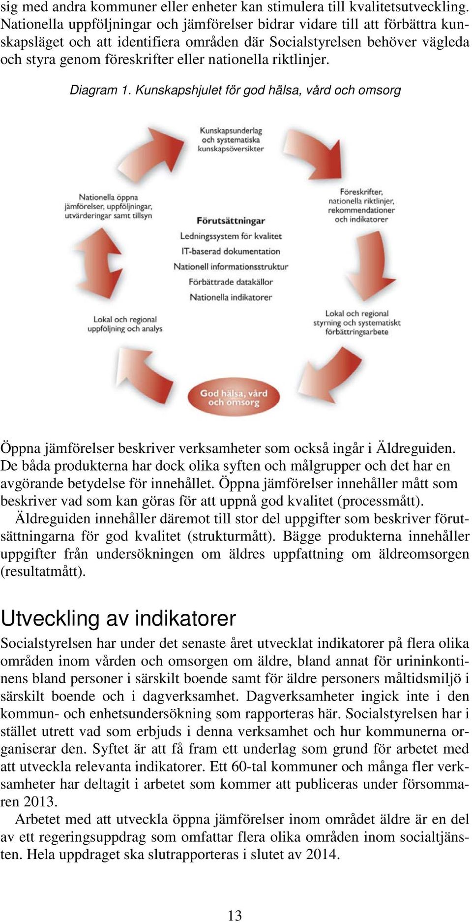 riktlinjer. Diagram 1. Kunskapshjulet för god hälsa, vård och omsorg Öppna jämförelser beskriver verksamheter som också ingår i Äldreguiden.