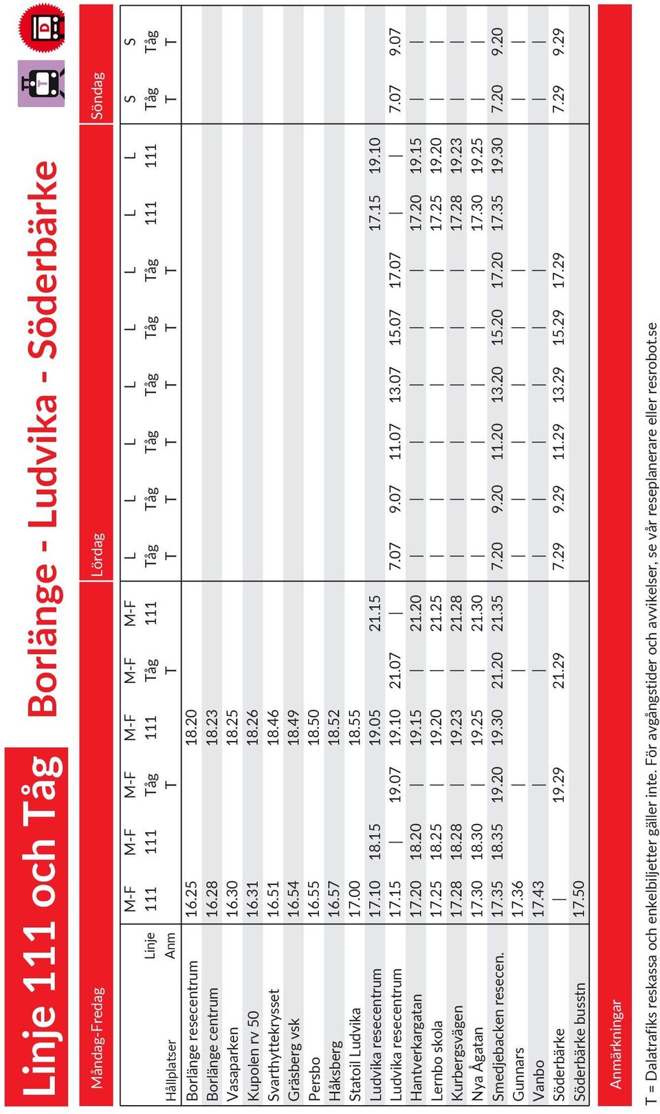 Gunnars Vanbo Söderbärke Söderbärke busstn M-F M-F M-F M-F M-F M-F L L L L L L L L S Linje 111 111 Tåg 111 Tåg 111 Tåg Tåg Tåg Tåg Tåg Tåg 111 111 Tåg Tåg Anm T T T T T T T T T T 16.25 16.28 16.30 16.