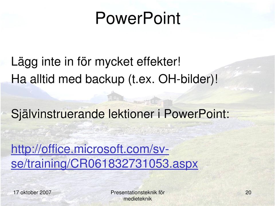 Självinstruerande lektioner i PowerPoint: