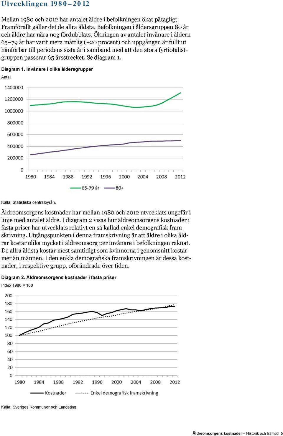 Ökningen av antalet invånare i åldern 65 79 år har varit mera måttlig (+20 procent) och uppgången är fullt ut hänförbar till periodens sista år i samband med att den stora fyrtiotalistgruppen