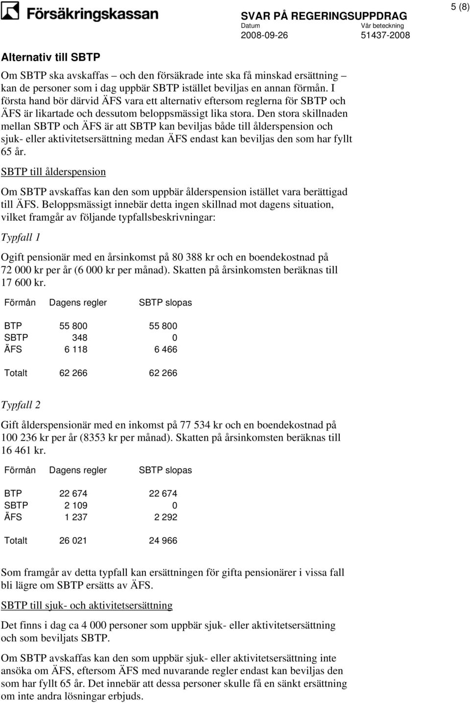 Den stora skillnaden mellan SBTP och ÄFS är att SBTP kan beviljas både till ålderspension och sjuk- eller aktivitetsersättning medan ÄFS endast kan beviljas den som har fyllt 65 år.