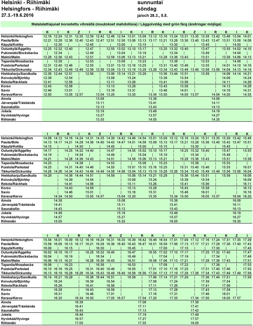 06 Käpylä/Kottby 12.30 12.45 13.00 13.15 13.30 13.45 14.00 Oulunkylä/Åggelby 12.25 12.32 12.40 12.47 12.55 13.02 13.10 13.17 13.25 13.32 13.40 13.47 13.55 14.02 14.10 Pukinmäki/Bocksbacka 12.34 12.