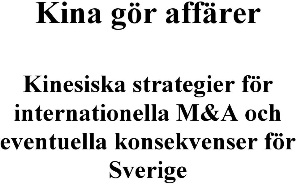 internationella M&A och