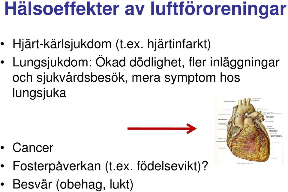 inläggningar och sjukvårdsbesök, mera symptom hos