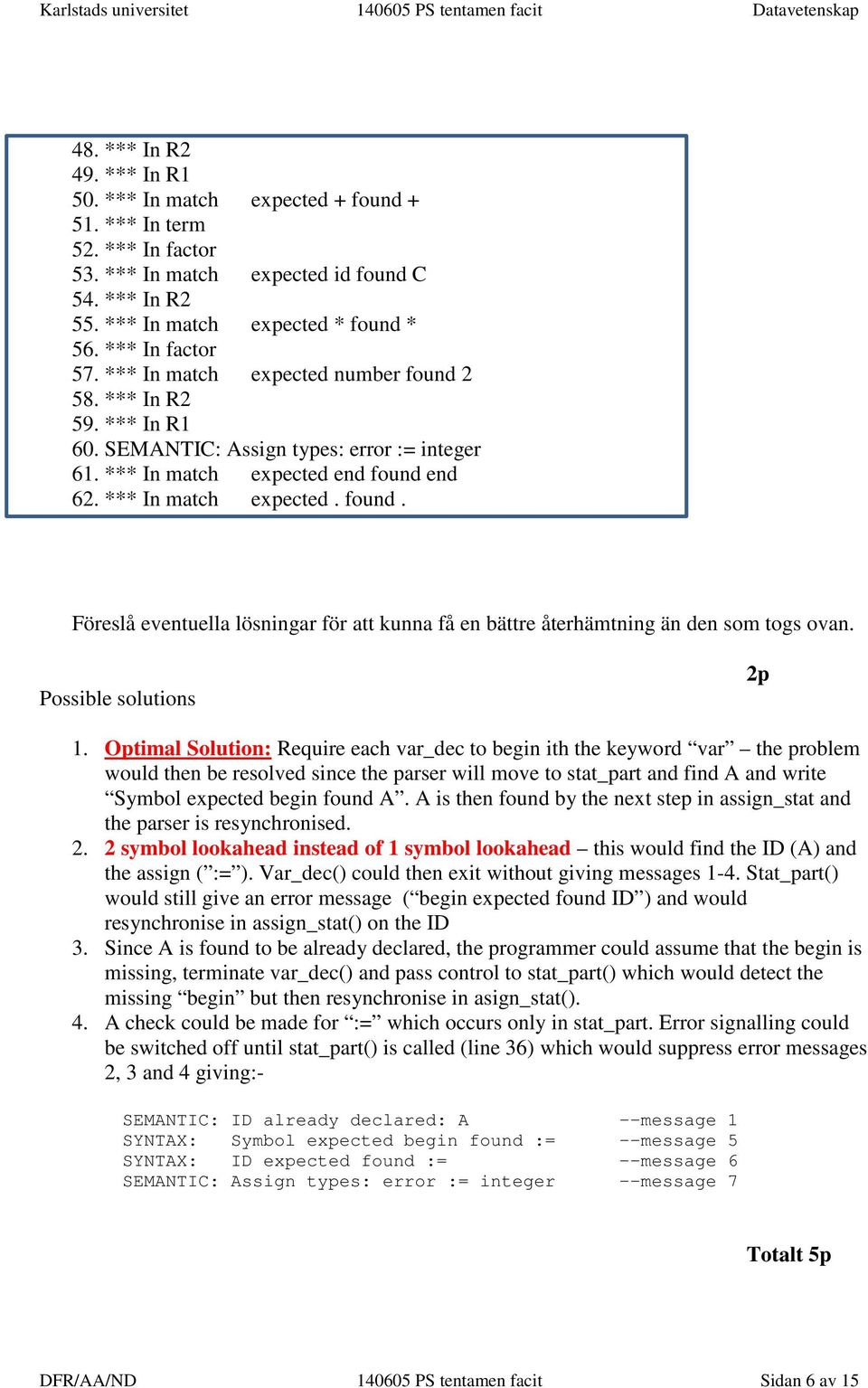 Possible solutions 2p 1.