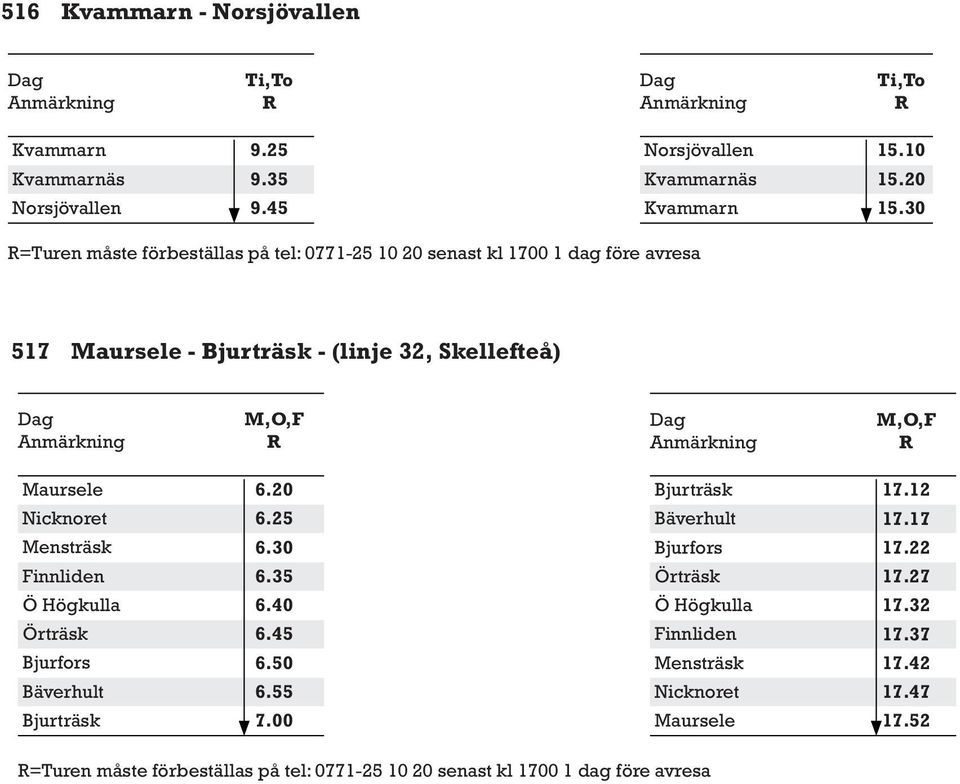 Mensträsk Finnliden Ö Högkulla Örträsk Bjurfors Bäverhult Bjurträsk 6.20 6.25 6.30 6.35 6.40 6.45 6.50 6.55 7.