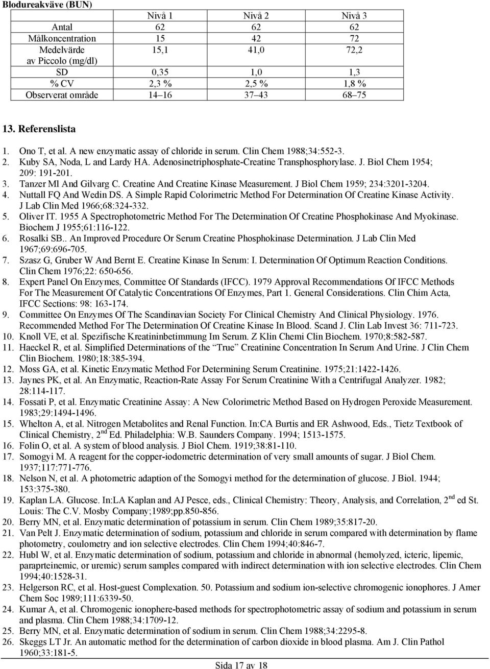 Biol Chem 1954; 209: 191-201. 3. Tanzer Ml And Gilvarg C. Creatine And Creatine Kinase Measurement. J Biol Chem 1959; 234:3201-3204. 4. Nuttall FQ And Wedin DS.