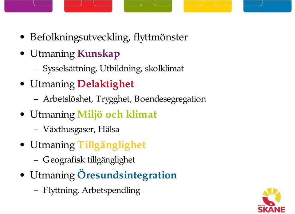 Boendesegregation Utmaning Miljö och klimat Växthusgaser, Hälsa Utmaning