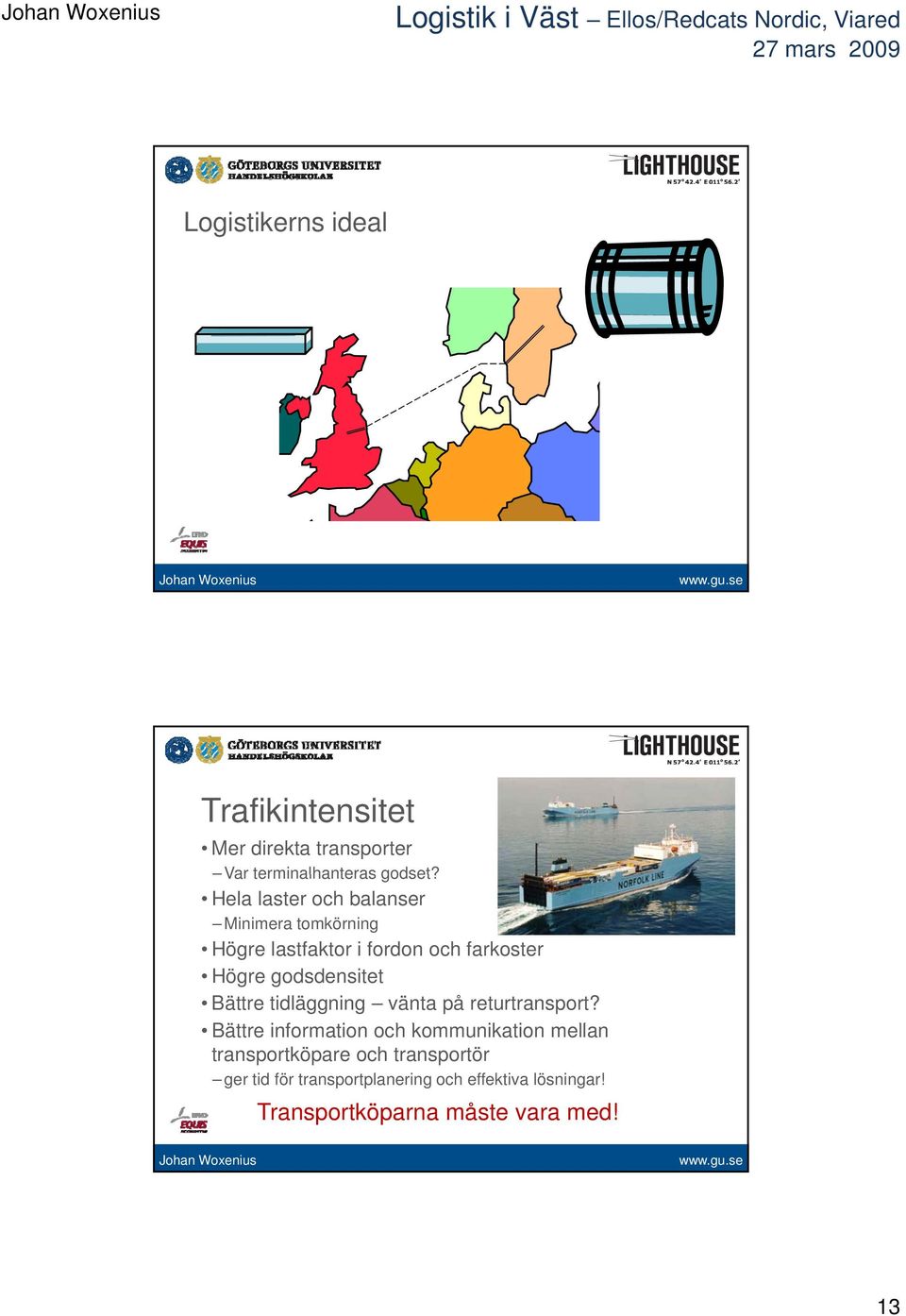 godsdensitet Bättre tidläggning vänta på returtransport?