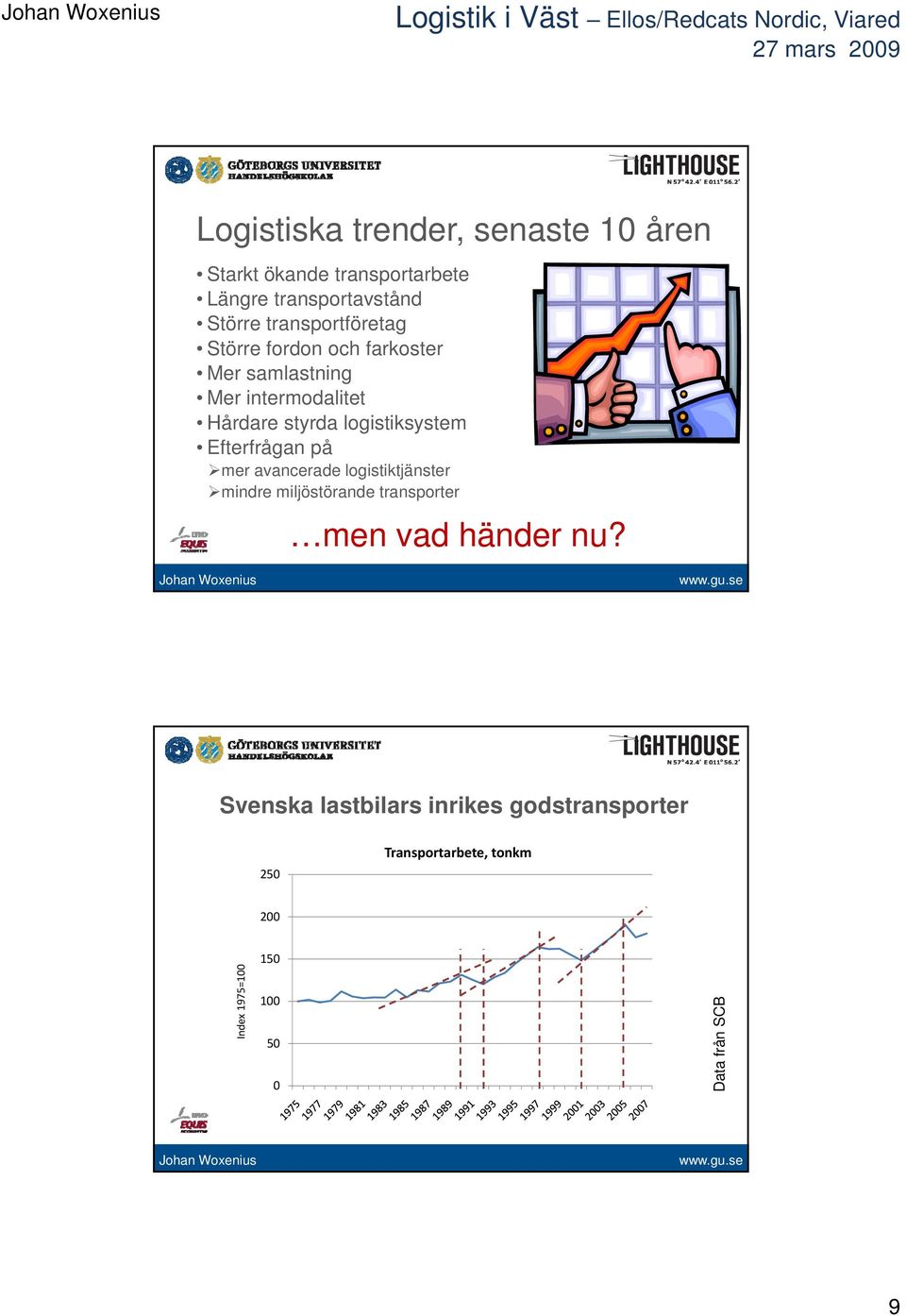 logistiksystem Efterfrågan f på mer avancerade logistiktjänster mindre miljöstörande transporter men vad