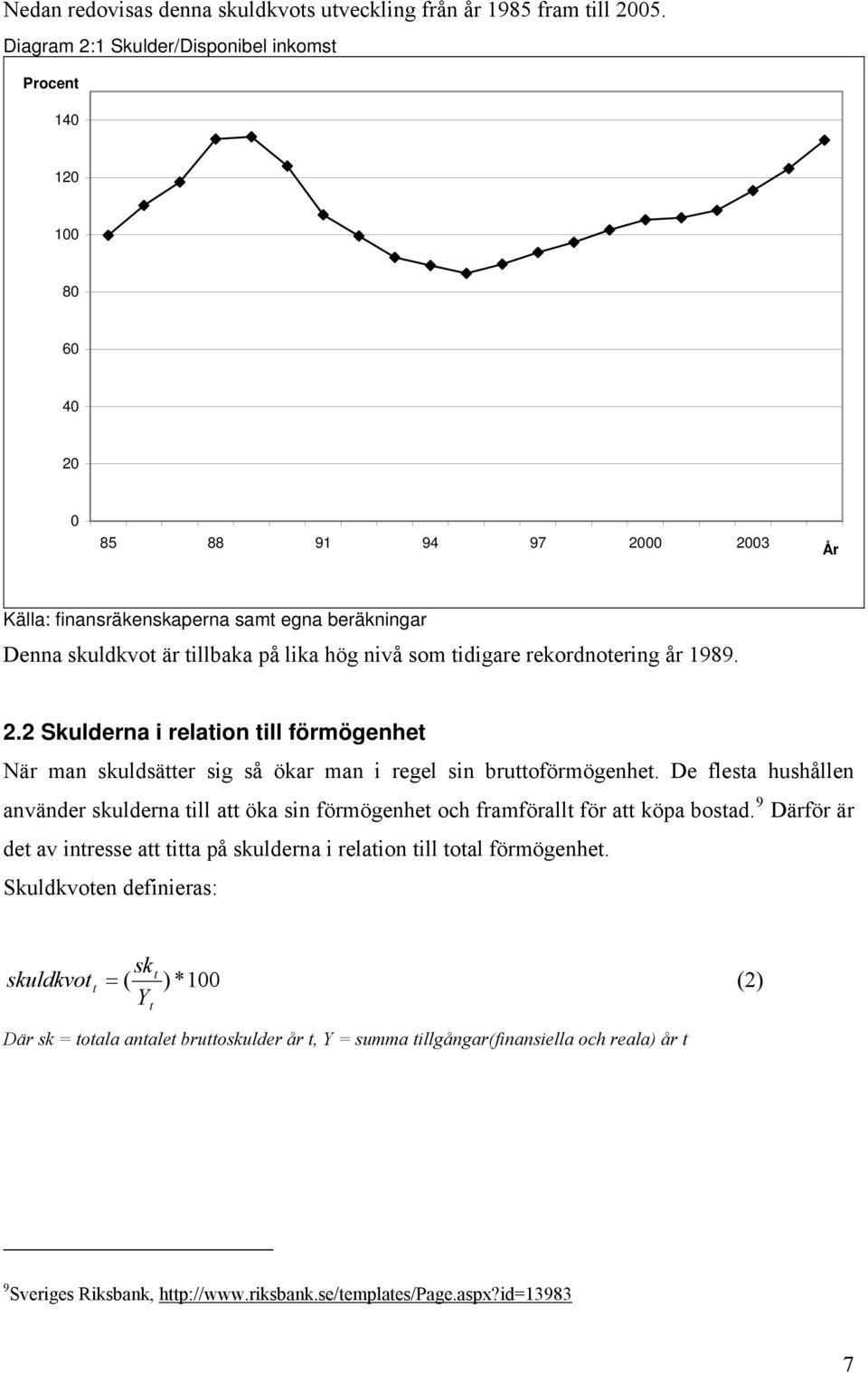 som idigare rekordnoering år 1989. 2.2 Skulderna i relaion ill förmögenhe När man skuldsäer sig så ökar man i regel sin bruoförmögenhe.