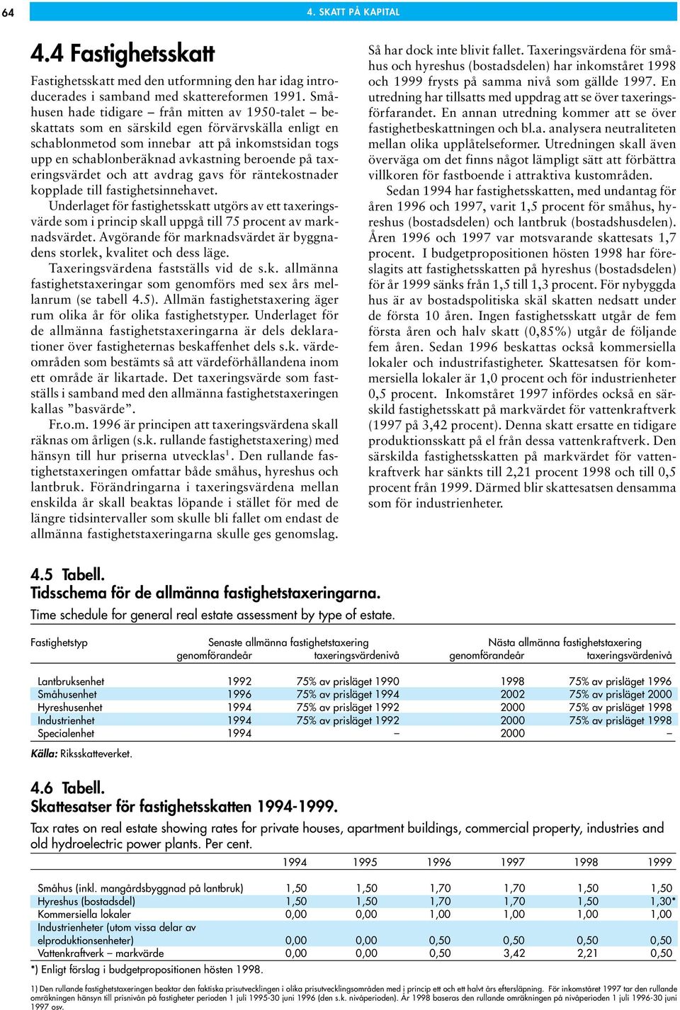 på taxeringsvärdet och att avdrag gavs för räntekostnader kopplade till fastighetsinnehavet.