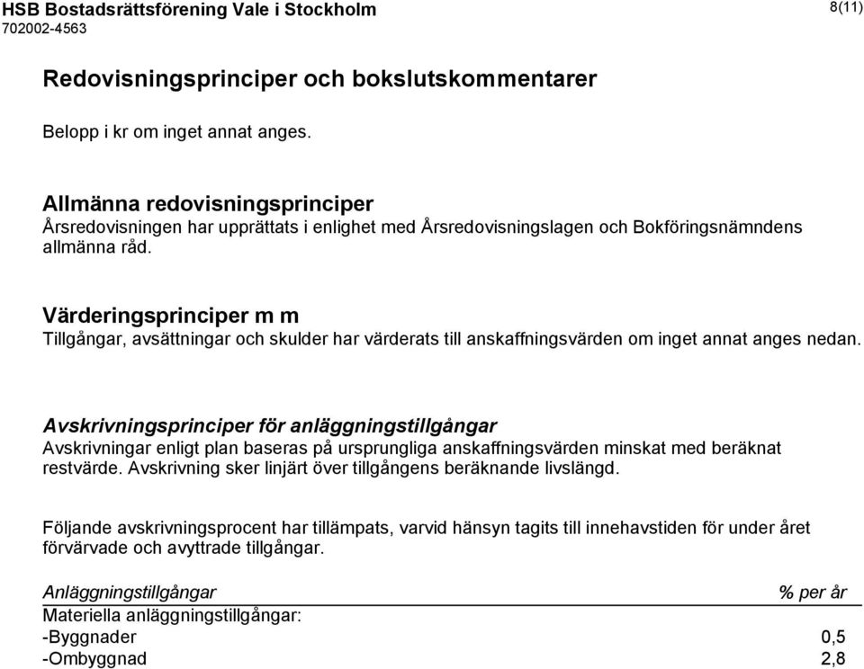 Värderingsprinciper m m Tillgångar, avsättningar och skulder har värderats till anskaffningsvärden om inget annat anges nedan.