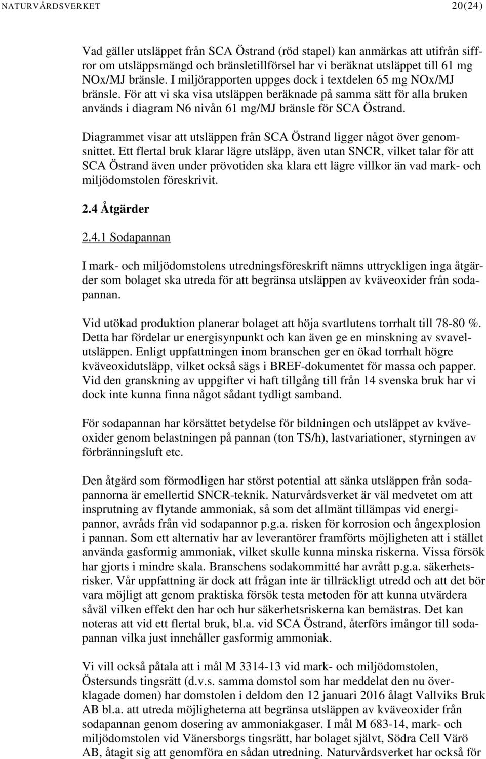 Diagrammet visar att utsläppen från SCA Östrand ligger något över genomsnittet.