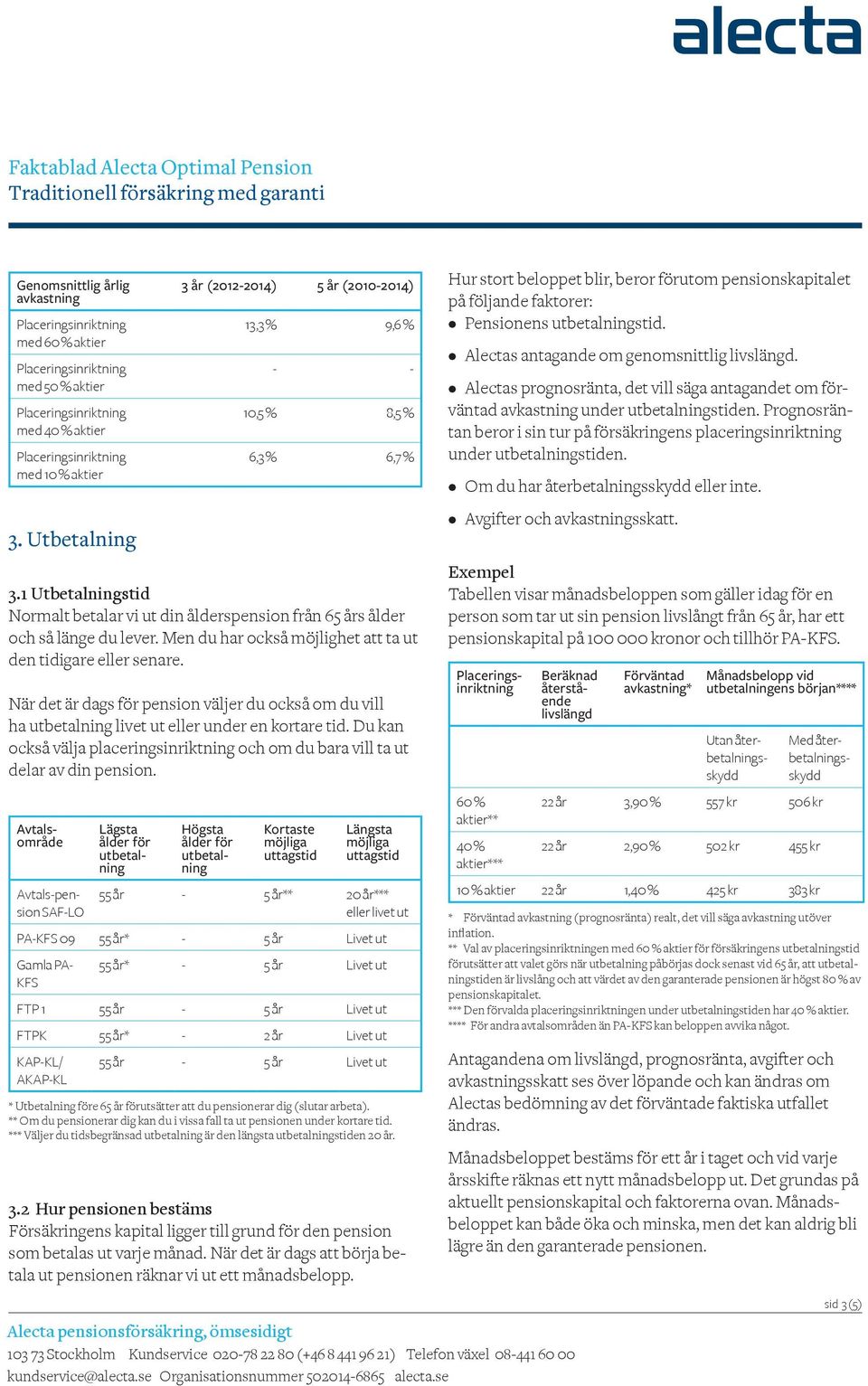 När det är dags för pension väljer du också om du vill ha utbetalning livet ut eller under en kortare tid. Du kan också välja placeringsinriktning och om du bara vill ta ut delar av din pension.