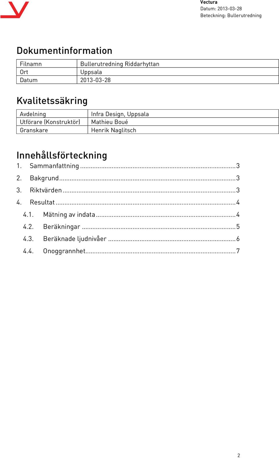 Henrik Naglitsch Innehållsförteckning 1. Sammanfattning... 3 2. Bakgrund... 3 3. Riktvärden... 3 4.