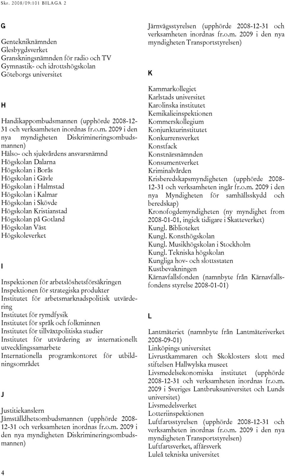 Högskolan i Skövde Högskolan Kristianstad Högskolan på Gotland Högskolan Väst Högskoleverket I Inspektionen för arbetslöshetsförsäkringen Inspektionen för strategiska produkter Institutet för