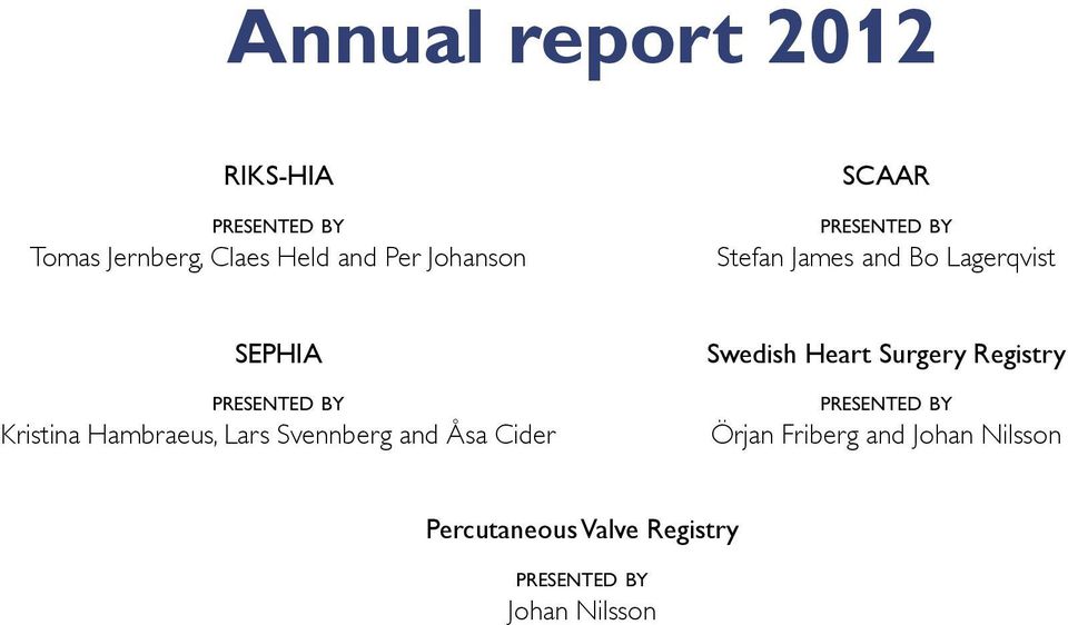 Hambraeus, Lars Svennberg and Åsa Cider Swedish Heart Surgery Registry presented