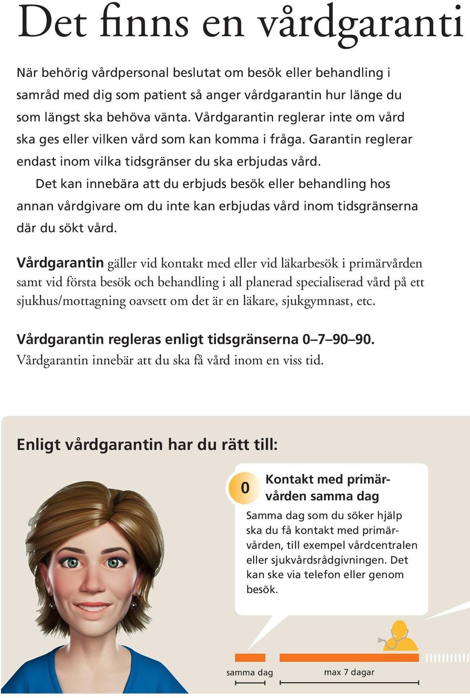 Det kan innebära att du erbjuds besök eller behandling hos annan vårdgivare om du inte kan erbjudas vård inom tidsgränserna där du sökt vård.