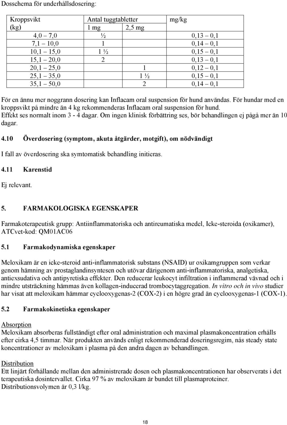 För hundar med en kroppsvikt på mindre än 4 kg rekommenderas Inflacam oral suspension för hund. Effekt ses normalt inom 3-4 dagar.