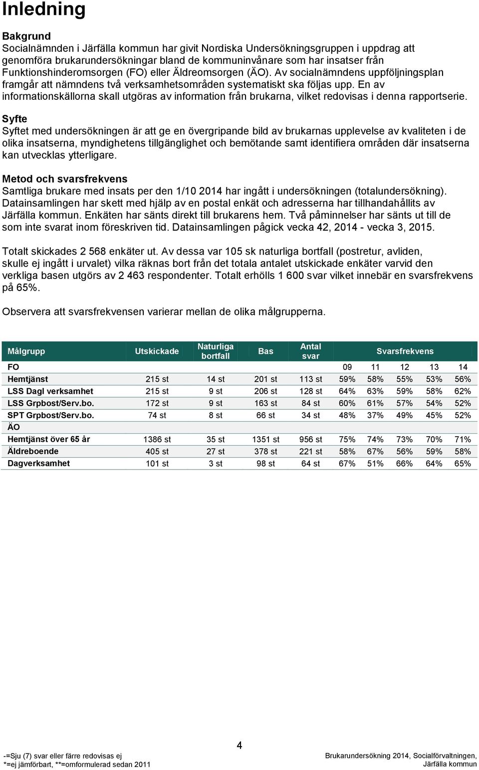 En av informationskällorna skall utgöras av information från brukarna, vilket redovisas i denna rapportserie.