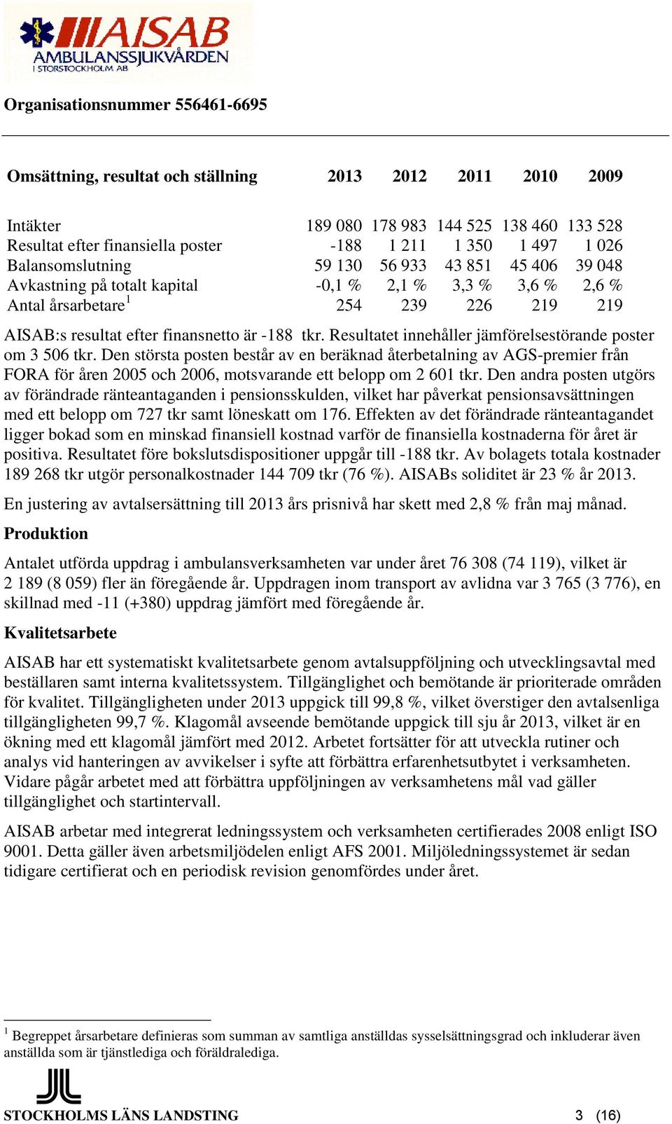 Resultatet innehåller jämförelsestörande poster om 3 506 tkr.