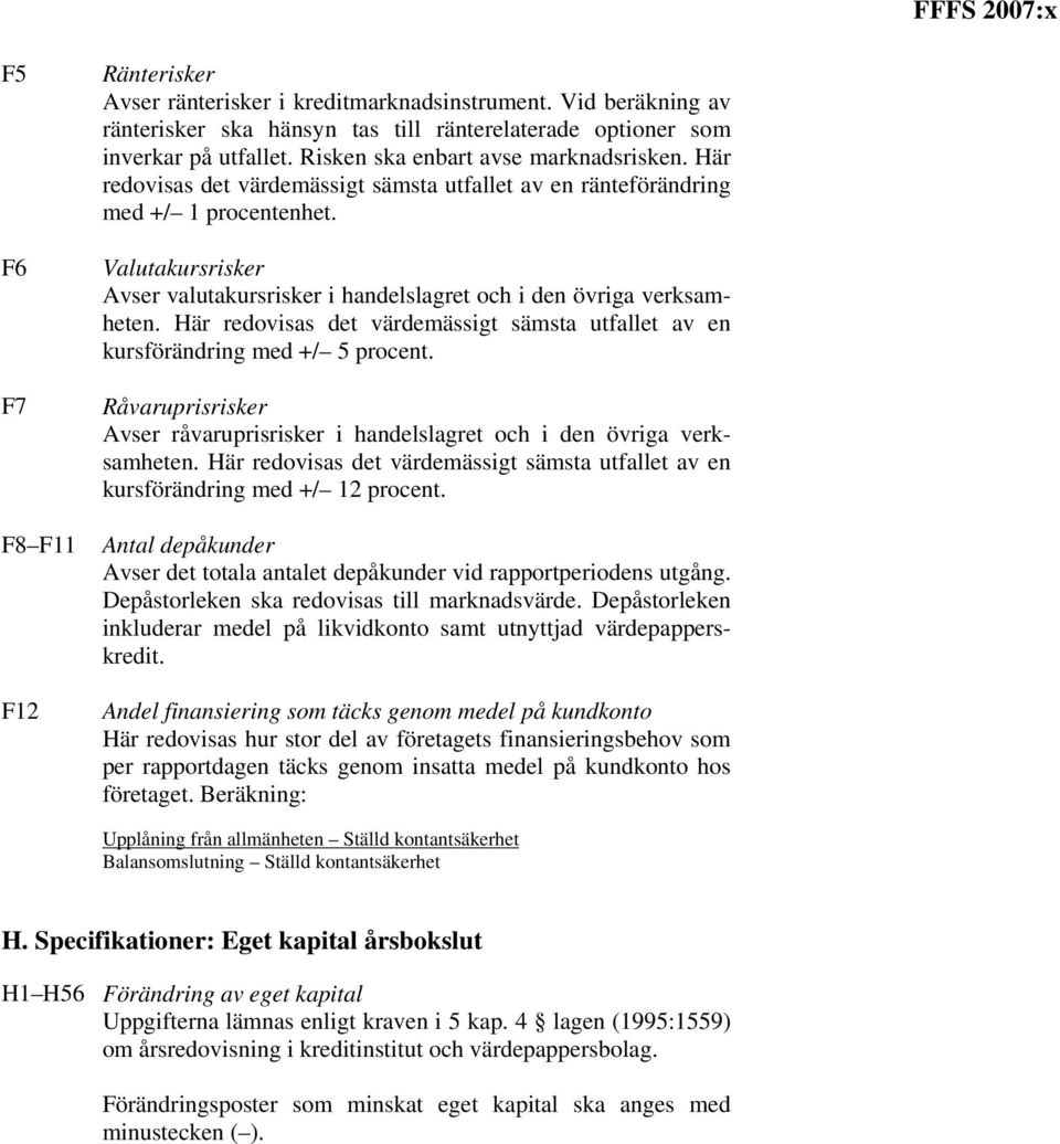 Valutakursrisker Avser valutakursrisker i handelslagret och i den övriga verksamheten. Här redovisas det värdemässigt sämsta utfallet av en kursförändring med +/ 5 procent.