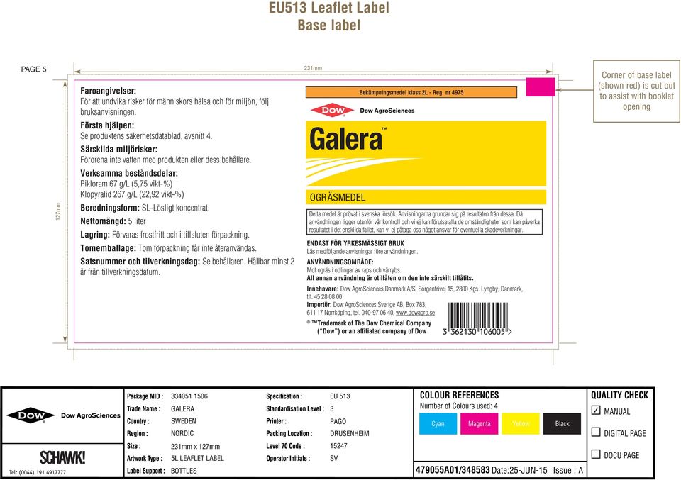 Verksamma beståndsdelar: Pikloram 67 g/l (5,75 vikt-%) Klopyralid 267 g/l (22,92 vikt-%) Beredningsform: SL-Lösligt koncentrat.