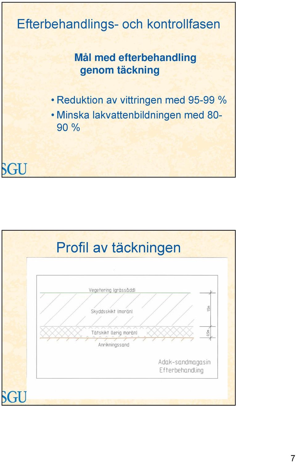 Reduktion av vittringen med 95-99 % Minska