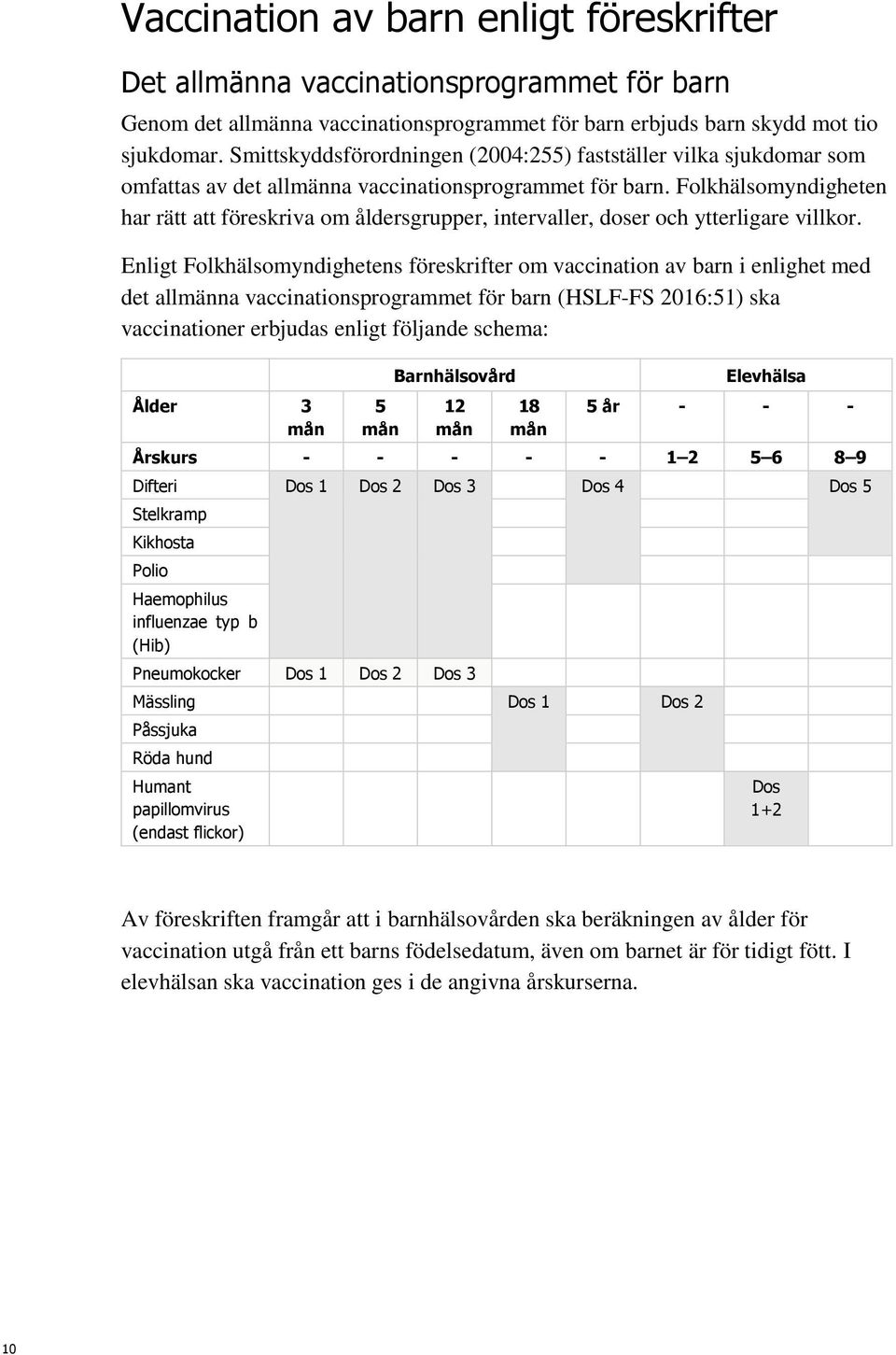 Folkhälsomyndigheten har rätt att föreskriva om åldersgrupper, intervaller, doser och ytterligare villkor.