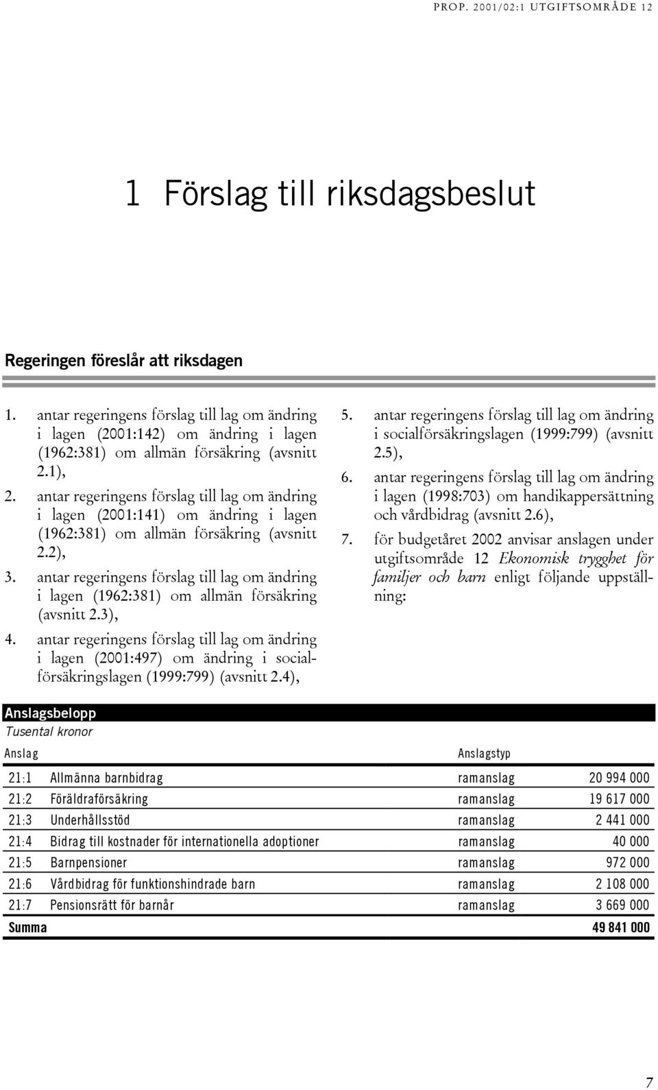 antar regeringens förslag till lag om ändring i lagen (1962:381) om allmän försäkring (avsnitt 2.3), 4.
