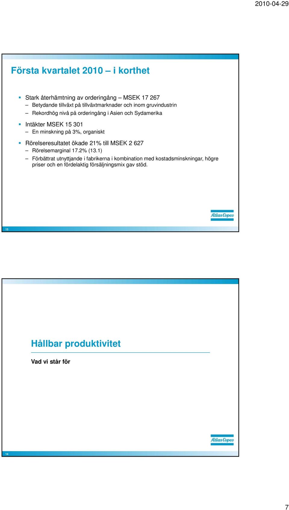 Rörelseresultatet ökade 21% till MSEK 2 627 Rörelsemarginal 17.2% (13.