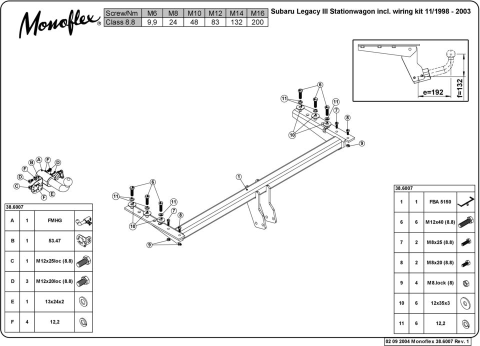 wiring kit /1998-2003 6 e=192 f=132 7 8 10 9 B A F D F D C F E A 1 FMHG 10 6 7 8 1 1 1 FBA 5150