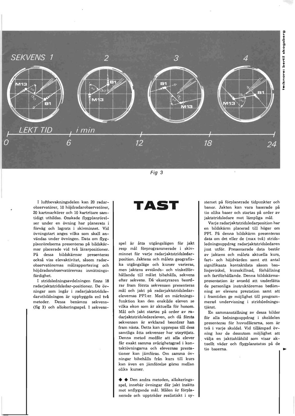 Data om flygplanrörelserna presenteras på bildskärmar placerade vid två lärarpositioner.