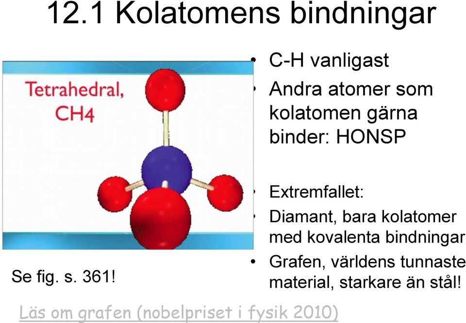 Extremfallet: Diamant, bara kolatomer med kovalenta bindningar