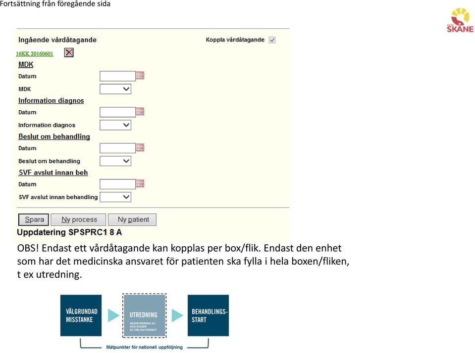 Endast den enhet som har det medicinska ansvaret