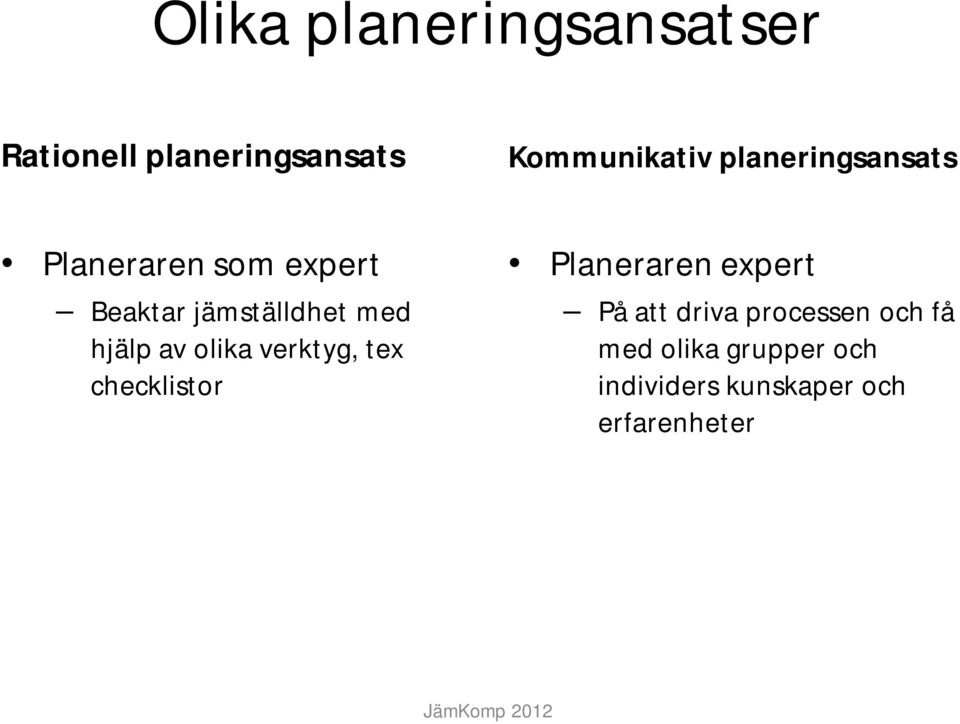 hjälp av olika verktyg, tex checklistor Planeraren expert På att