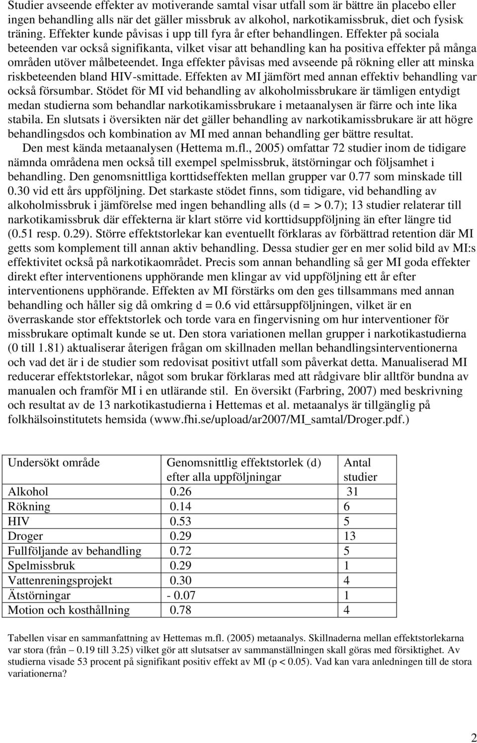 Effekter på sociala beteenden var också signifikanta, vilket visar att behandling kan ha positiva effekter på många områden utöver målbeteendet.