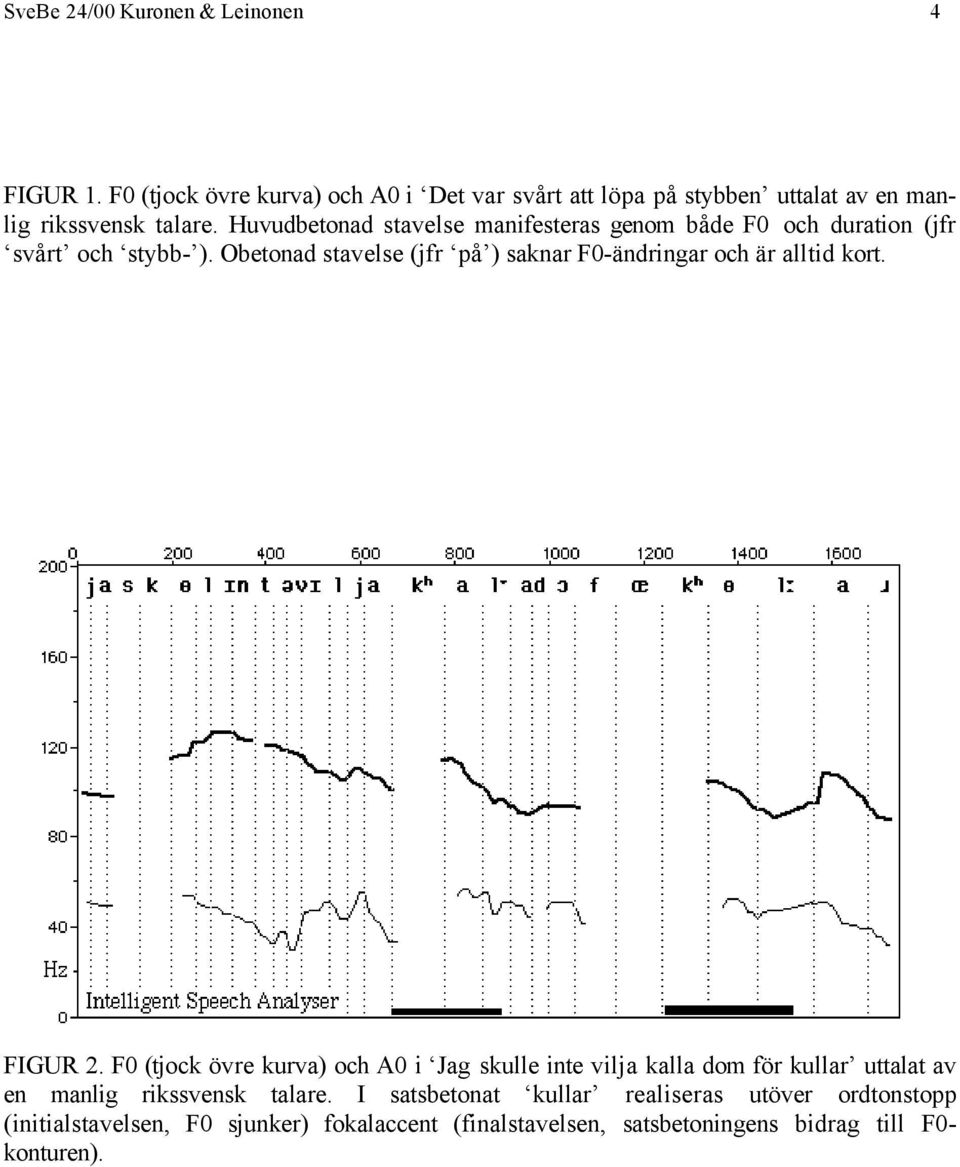 Huvudbetonad stavelse manifesteras genom både F0 och duration (jfr svårt och stybb- ).