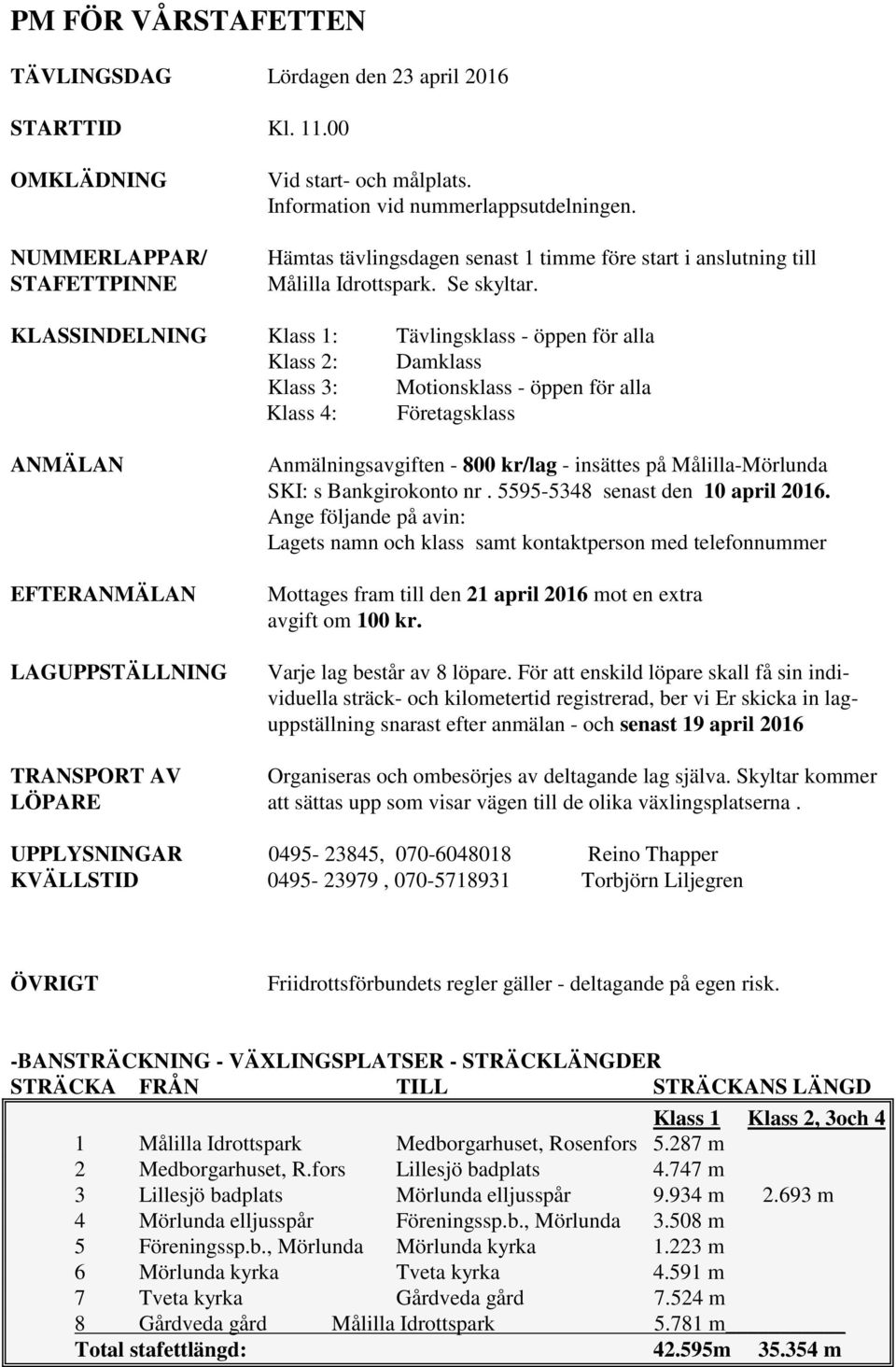 KLASSINDELNING Klass 1: Tävlingsklass - öppen för alla Klass 2: Damklass Klass 3: Motionsklass - öppen för alla Klass 4: Företagsklass ANMÄLAN EFTERANMÄLAN LAGUPPSTÄLLNING Anmälningsavgiften - 800