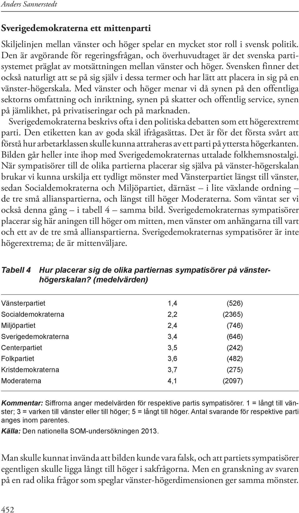 Svensken finner det också naturligt att se på sig själv i dessa termer och har lätt att placera in sig på en vänster-högerskala.