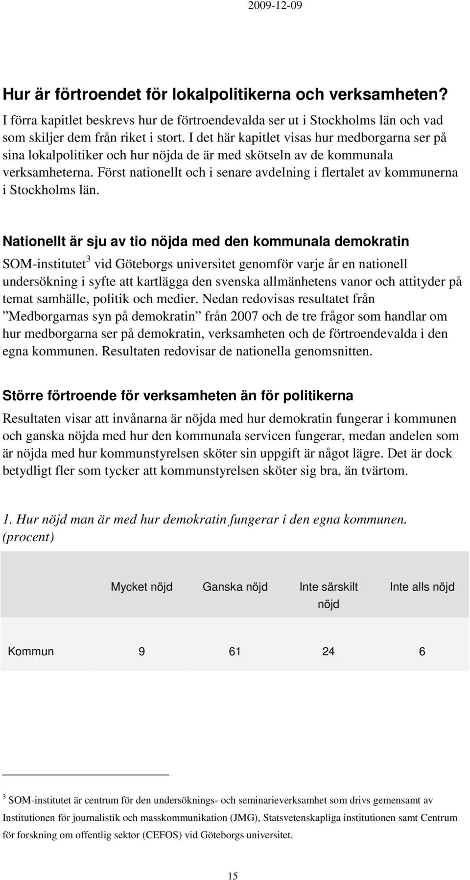 Först nationellt och i senare avdelning i flertalet av kommunerna i Stockholms län.