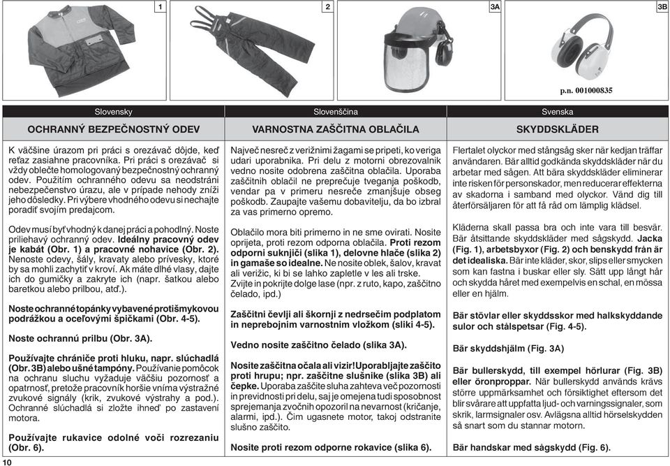Pri v bere vhodného odevu si nechajte poradiè svojím predajcom. Odev musí byè vhodn k danej práci a pohodln. Noste priliehav ochrann odev. Ideálny pracovn odev je kabát (Obr.