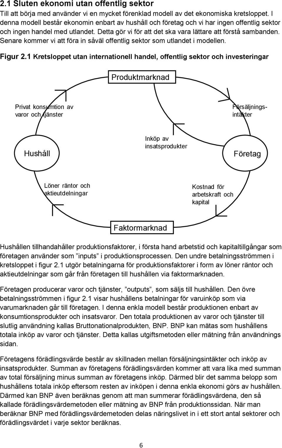 Senare kommer vi att föra in såväl offentlig sektor som utlandet i modellen. Figur 2.