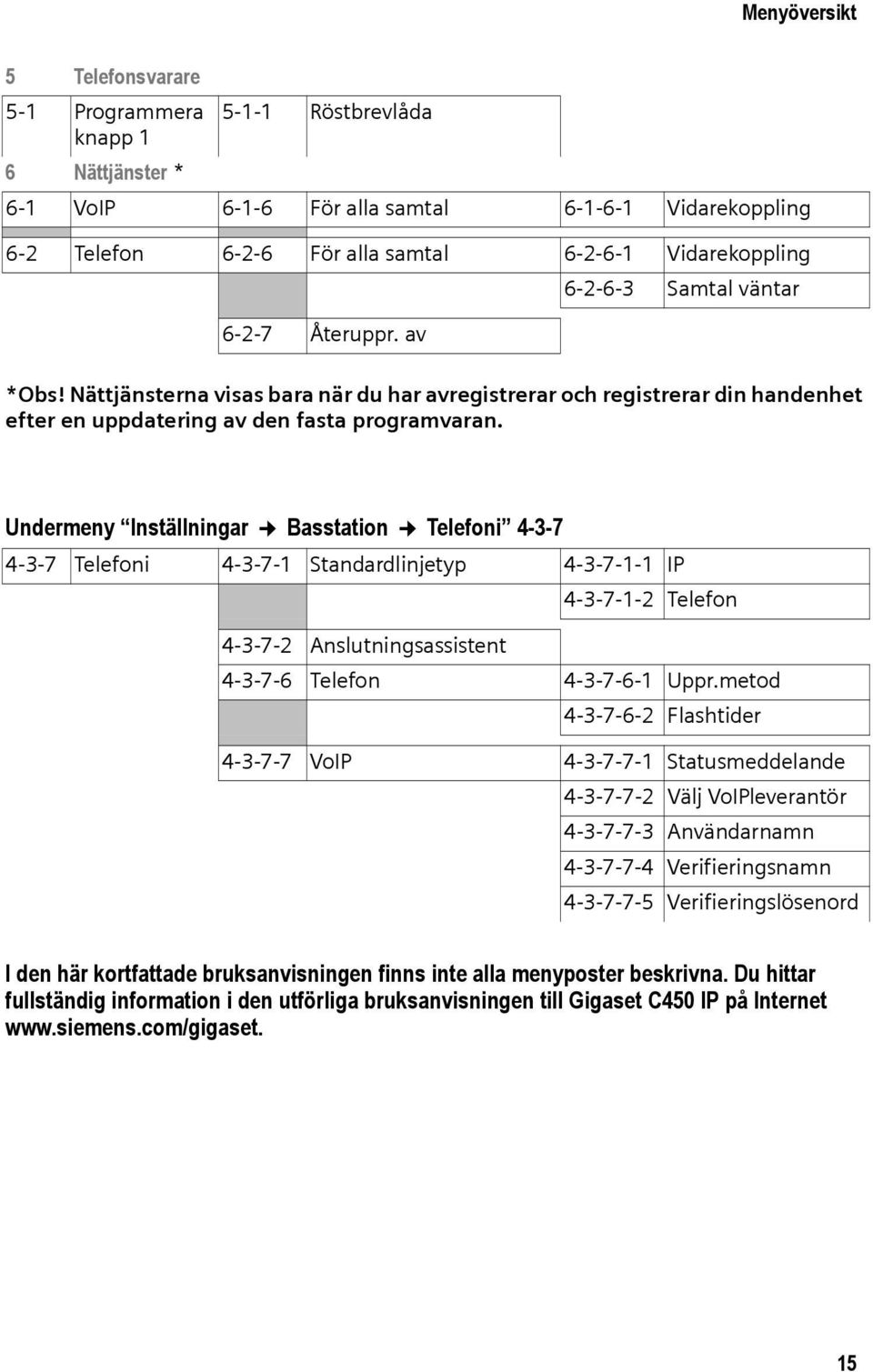 Undermeny Inställningar Basstation Telefoni 4-3-7 4-3-7 Telefoni 4-3-7-1 Standardlinjetyp 4-3-7-1-1 IP 4-3-7-1-2 Telefon 4-3-7-2 Anslutningsassistent 4-3-7-6 Telefon 4-3-7-6-1 Uppr.