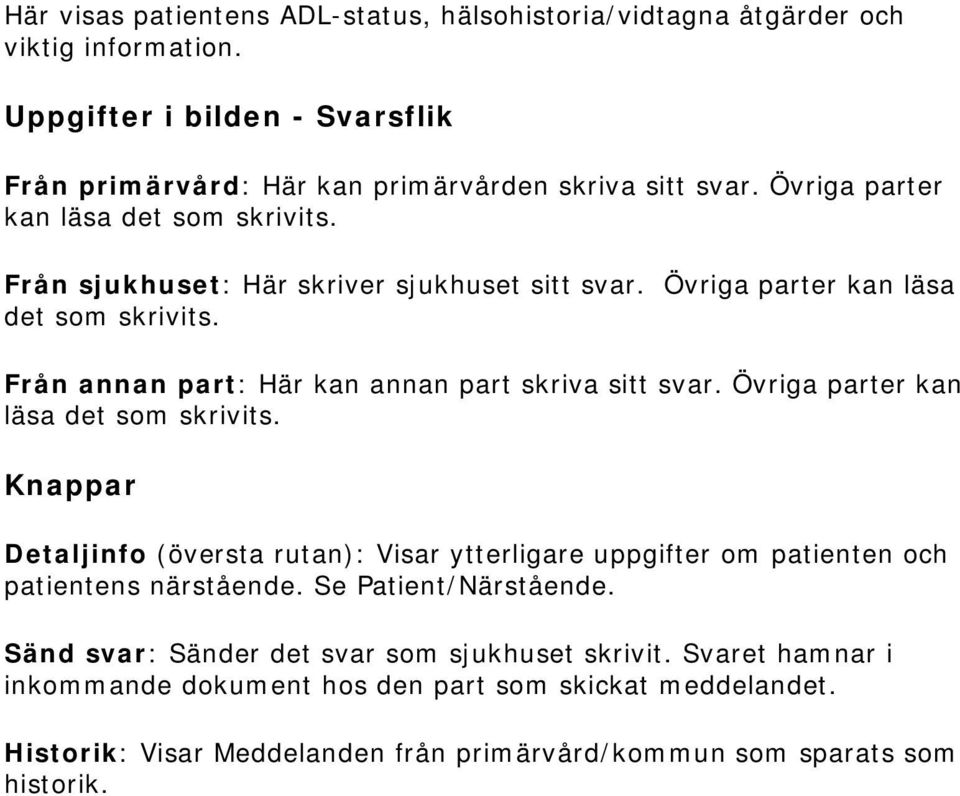 Från annan part: Här kan annan part skriva sitt svar. Övriga parter kan läsa det som skrivits.