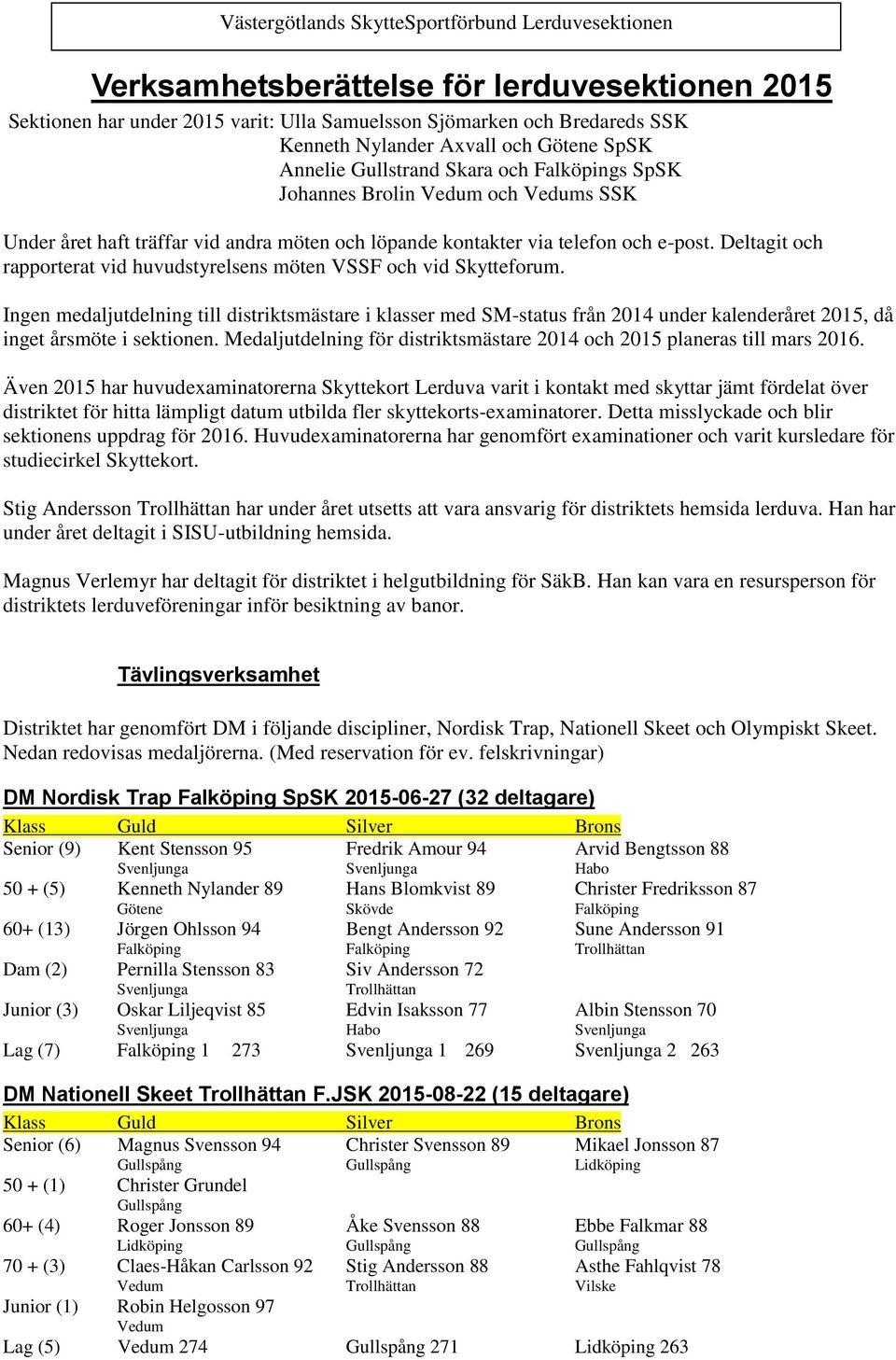 Deltagit och rapporterat vid huvudstyrelsens möten VSSF och vid Skytteforum.