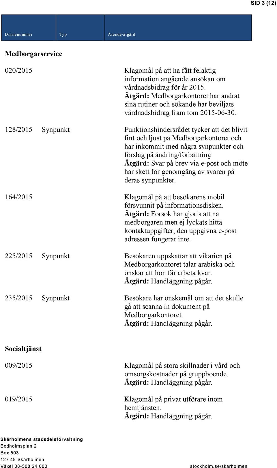 128/2015 Synpunkt Funktionshindersrådet tycker att det blivit fint och ljust på Medborgarkontoret och har inkommit med några synpunkter och förslag på ändring/förbättring.