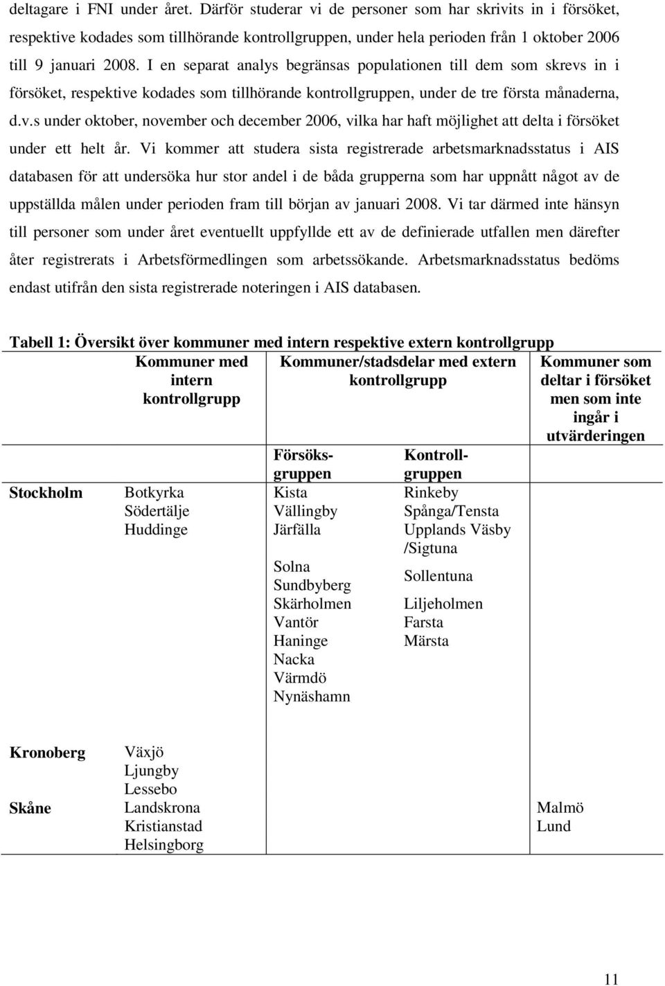 I en separat analys begränsas populationen till dem som skrevs in i försöket, respektive kodades som tillhörande kontrollgruppen, under de tre första månaderna, d.v.s under oktober, november och december 2006, vilka har haft möjlighet att delta i försöket under ett helt år.