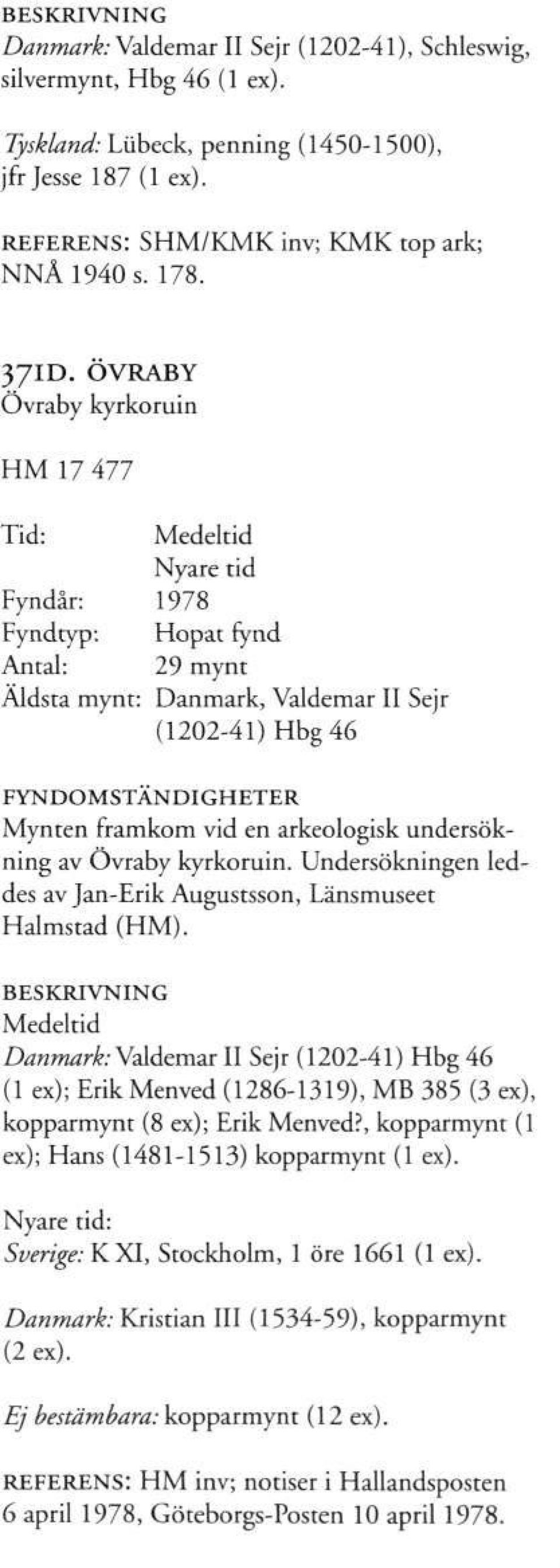 Undersökningen leddes av Jan-Erik Augustsson, Länsmuseet Halmstad (HM).